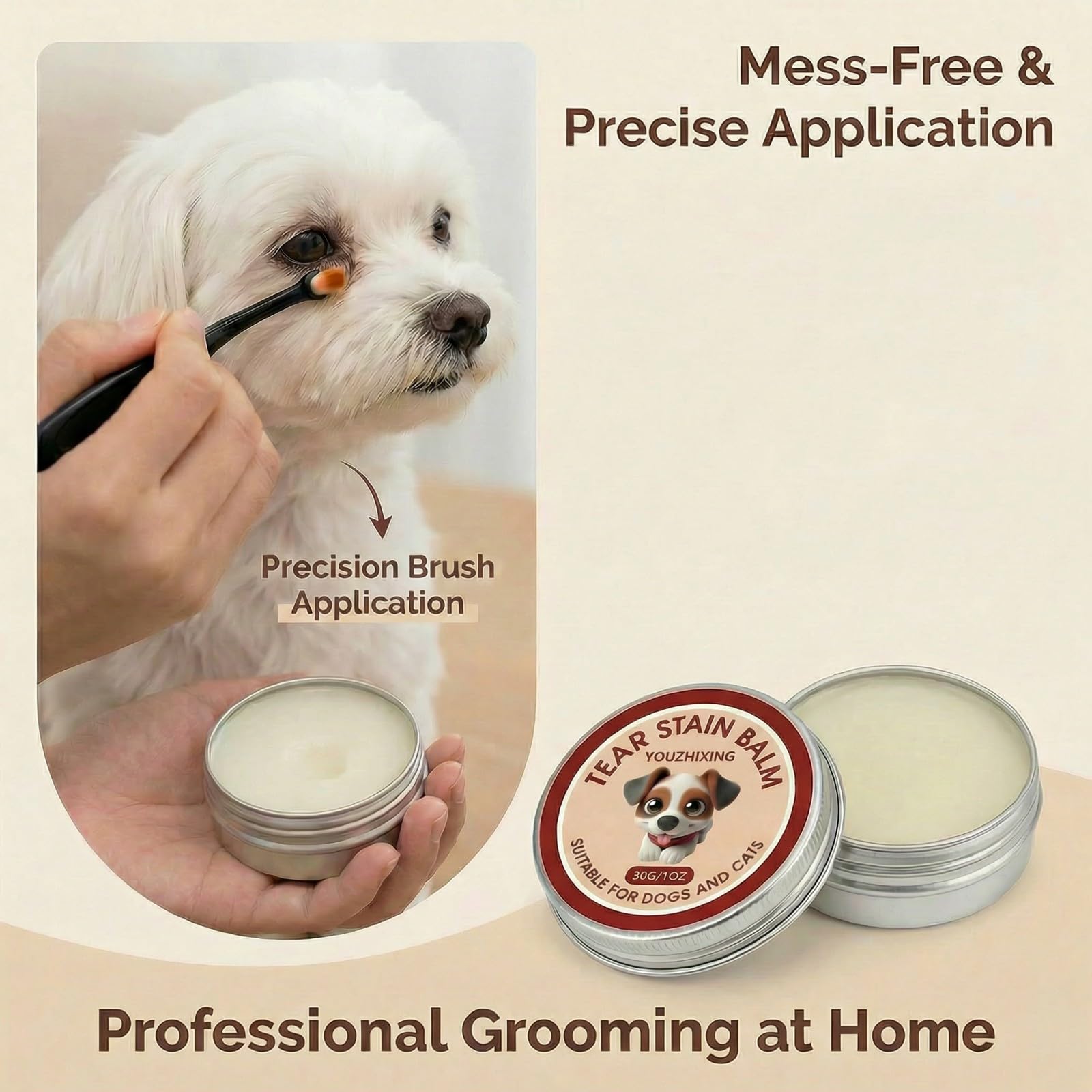 YOUZHIXING Pet Facial Grooming Kit for Dogs & Cats – Natural Fur Balm & Grooming Tools – Gentle Grooming Set for Maltese, Shih Tzu, Poodles & Cats (black, 2in1) - 5