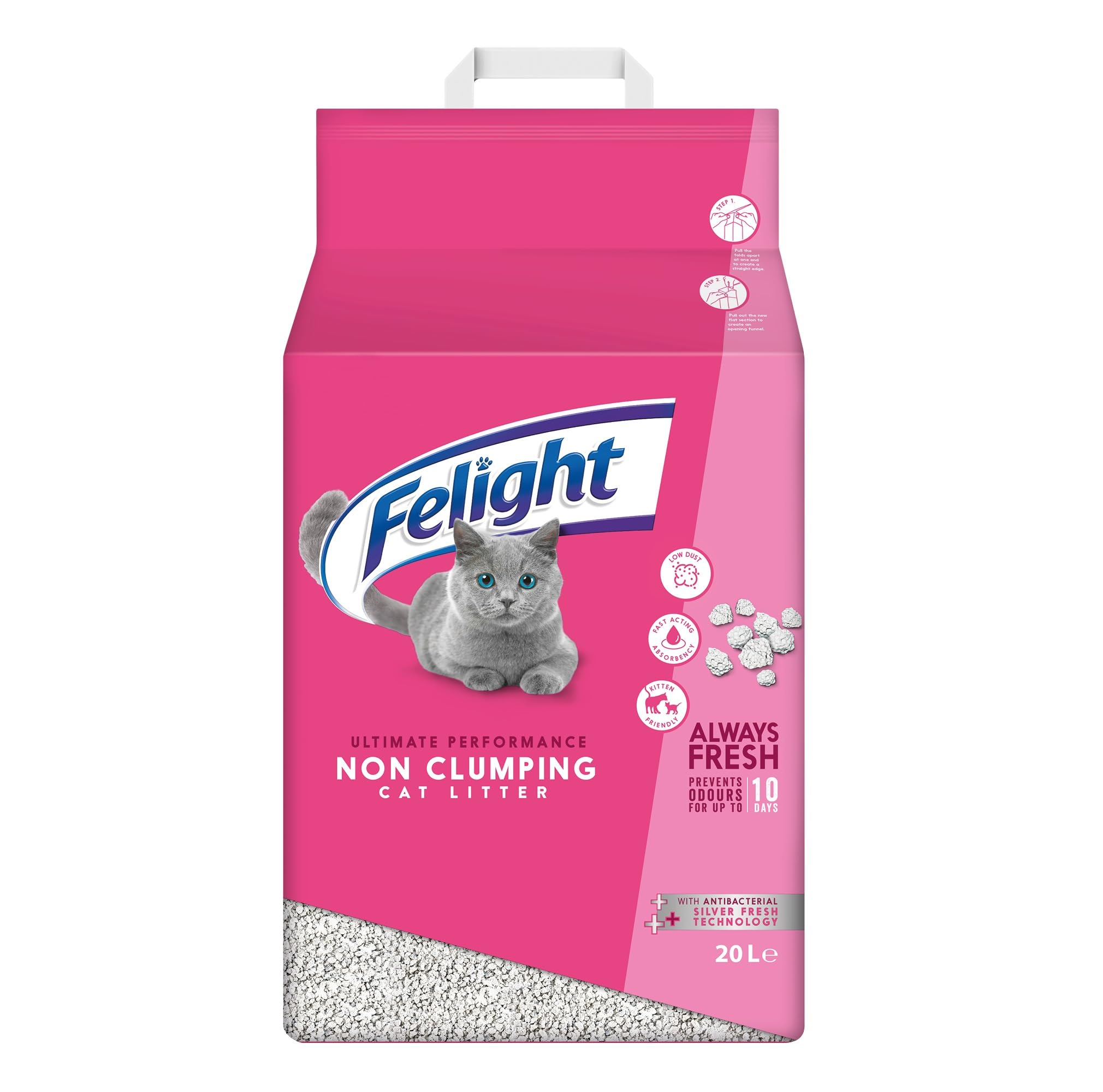 Felight Non-Clumping Cat Litter (20L Bag) - Antibacterial Silverfresh Technology