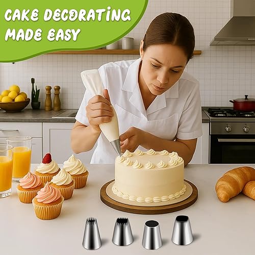 Miniatura 2 de Suuker Juego de puntas de tubería extra grandes (F02 F06 9 pies R22L), punta redonda de acero inoxidable, puntas de tubería grandes cuadradas de