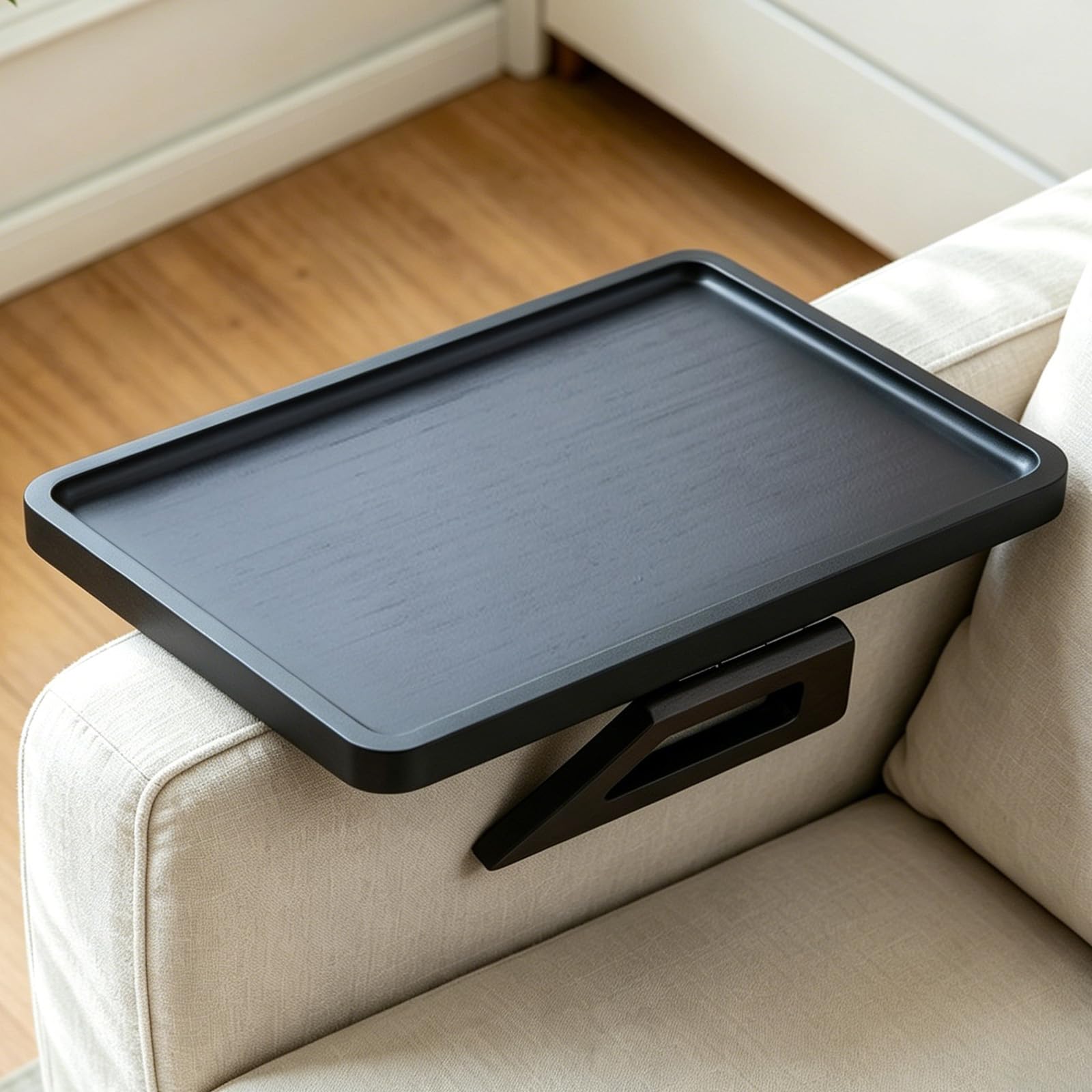 Plateau de canapé antidérapant avec bras pliable pour tasses