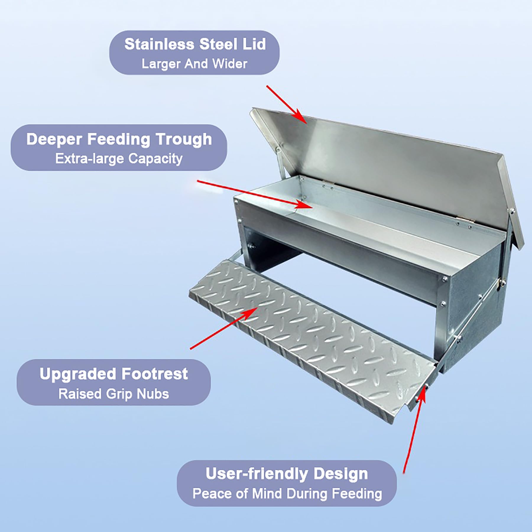Comedero Automático Grande para Gallinas Bebedero con Pedal para Gallinas Comedero para Ganado De Exterior De Acero Inoxidable De Gran Espesor para Gallinas, Patos Y Gansos