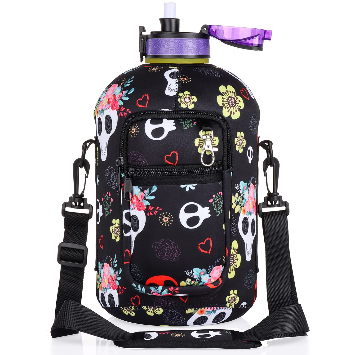 Buy AMITER 1 Gallon Water Bottle with Storage Sleeve Strap 128 OZ