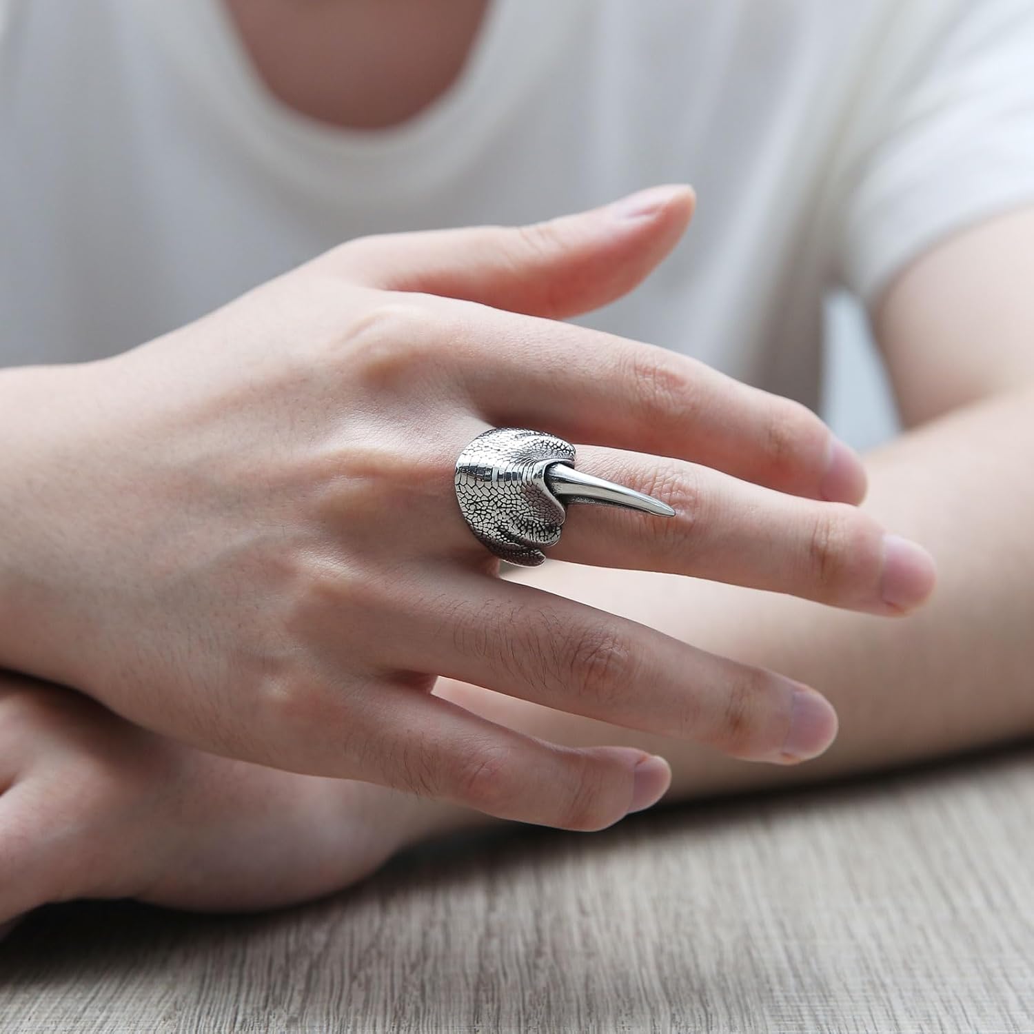 HZMAN Dragon Claw Ring for Men Stainless Steel Gothic Punk Brawny Claw Ring Halloween Jewelry Gift - Image 3