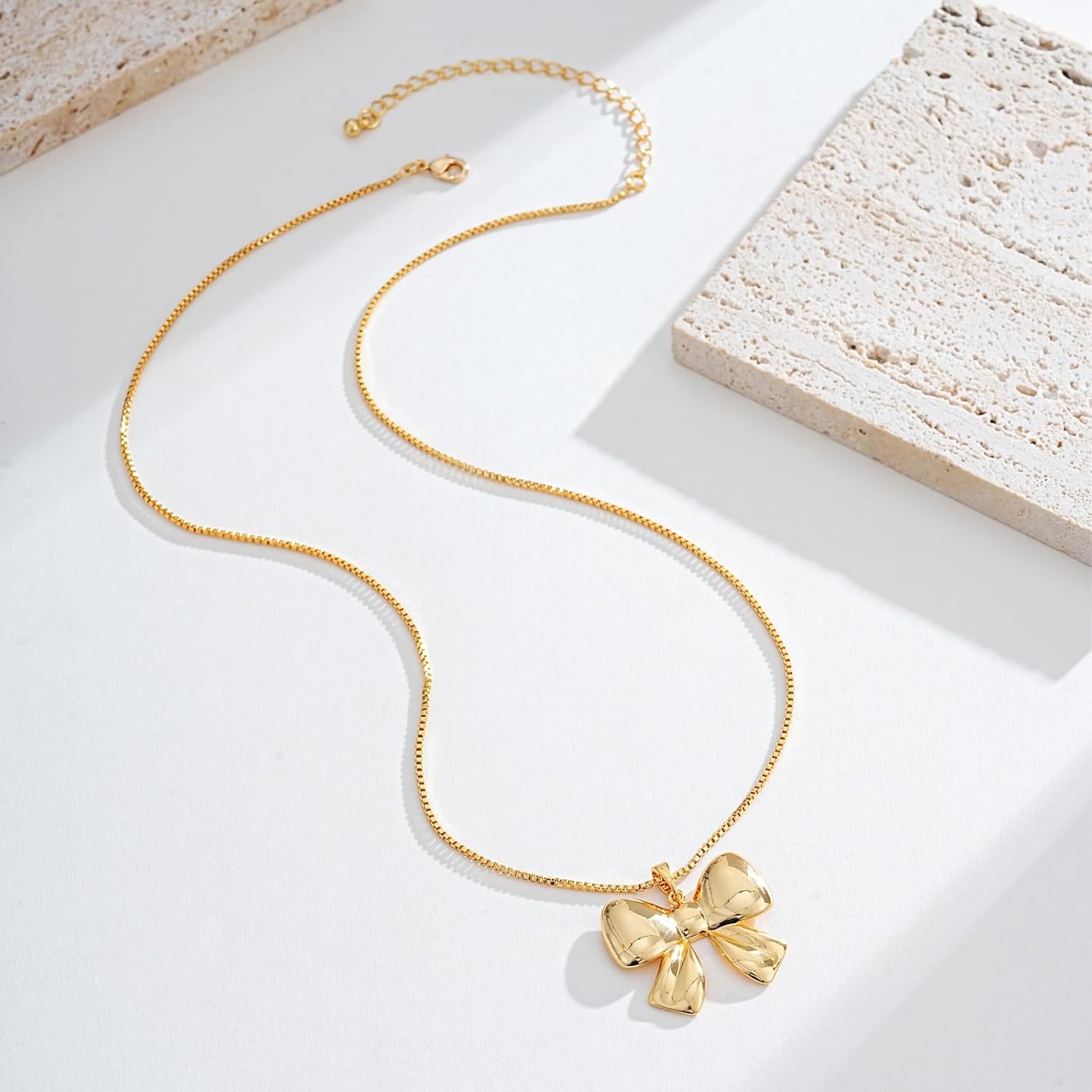 Dainty Bow Necklace 14K Gold Plated Cute Pendant Necklace Bowknot Charm Necklaces Trendy Christmas Jewelry Gifts - Image 7