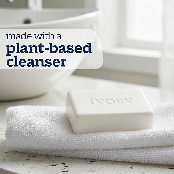 Ivory Sensitive Bar Soap, Designed for Whole Family, Fragrance Free, 99.44% Pure Formula, Plant-Based Cleanser, Made Without Heavy Perfume, Parabens, Phthalates, For All Skin Types, 3.17 oz (10 Count)