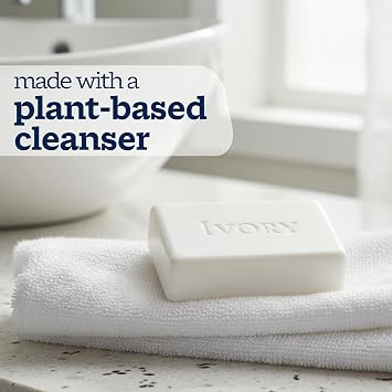 Ivory Sensitive Bar Soap, Designed for Whole Family, Fragrance Free, 99.44% Pure Formula, Plant-Based Cleanser, Made Without Heavy Perfume, Parabens, Phthalates, For All Skin Types, 3.17 oz (10 Count)
