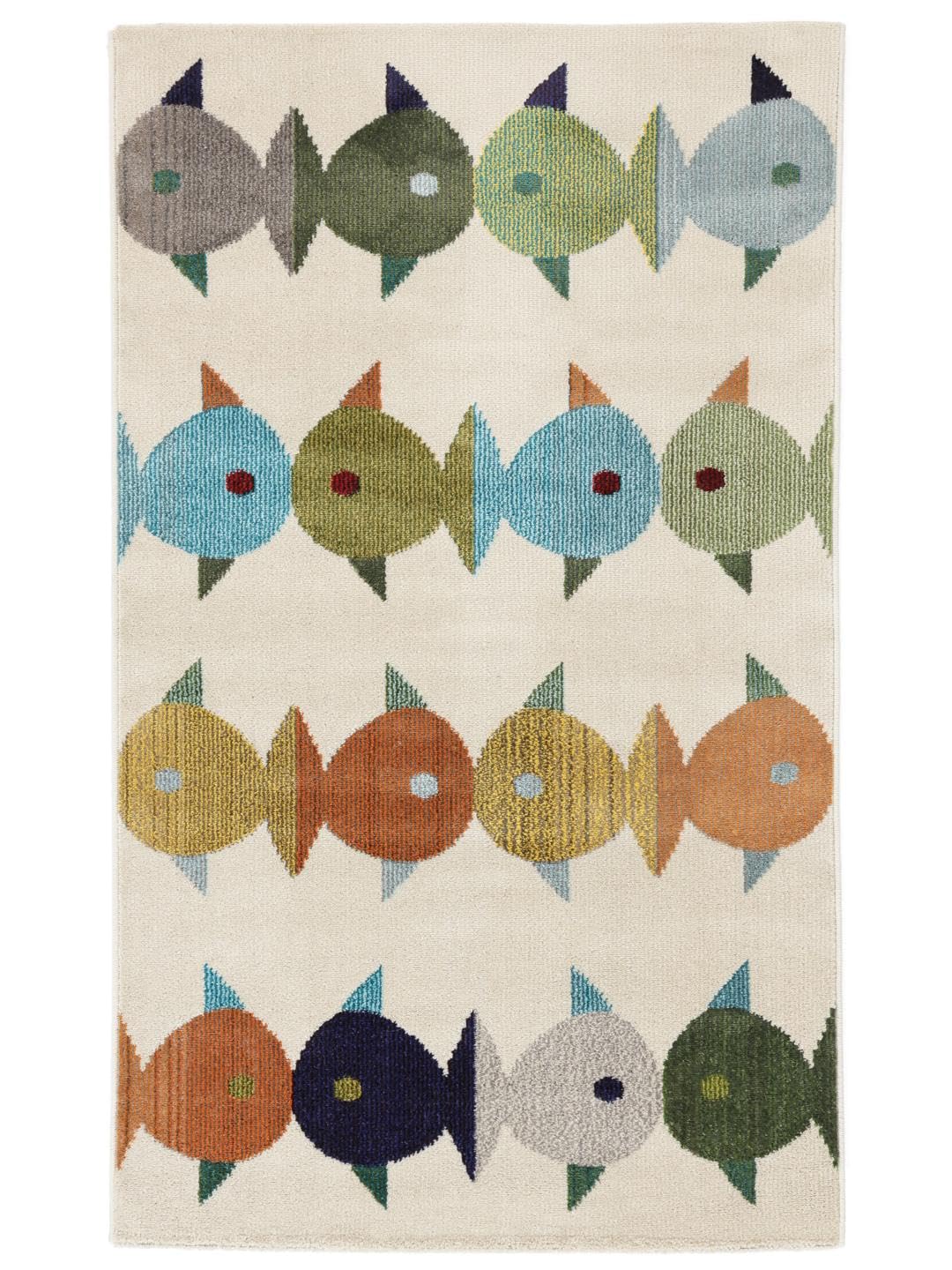 RugVista Fugl OG Fisk Alfombra, 100 x 160 cm, Beige/Multi