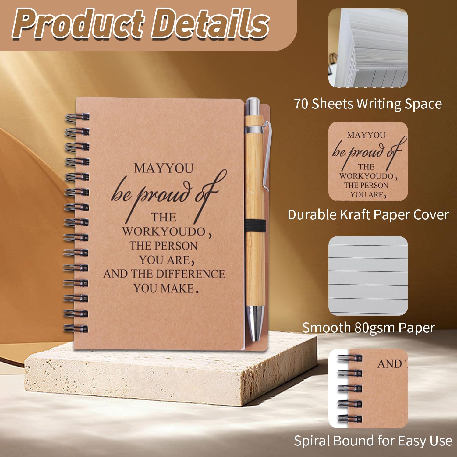 Thank You Gifts for Colleagues Women Men A6 Spiral Notepad with Ballpoint Pen Set - Image 4
