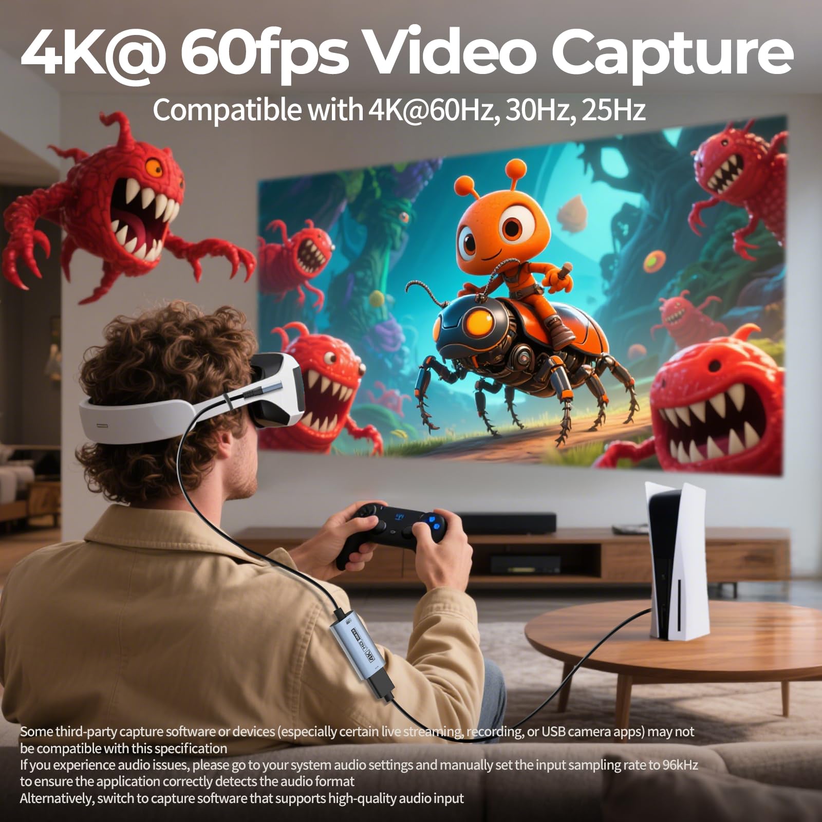 Guermok Scheda di acquisizione HDMI 4K USB3.0 per streaming, PD100W, USB a 90°, 1 m 4K a 60 fps 1080p a 240 fps HDMI a USB A/C dispositivi di acquisizione video per pad/tablet/MacOS/Switch2/1