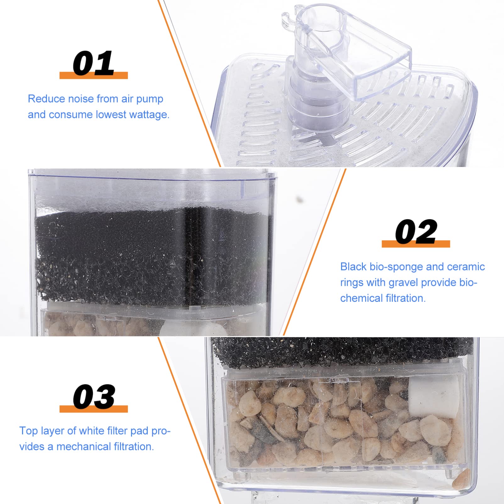 Filtro Per Acquario Filtro Nel Serbatoio Flusso Regolabile Con Spugna A 3 Stadi - Foto 13