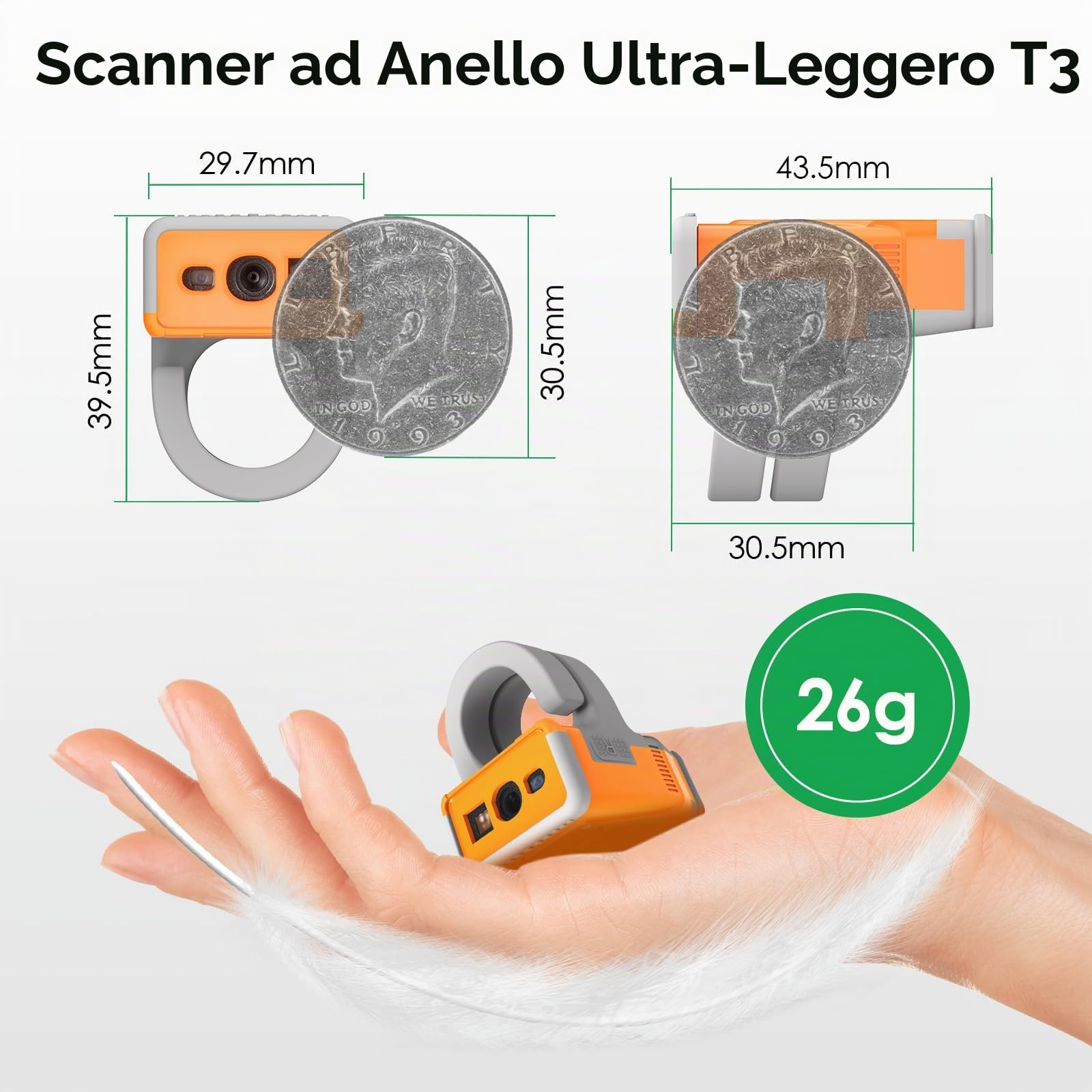 T3 scanner tattile ad anello Bluetooth logistica corriere scanner di codici a barre 2D supporto connessione gateway grado di protezione IP65