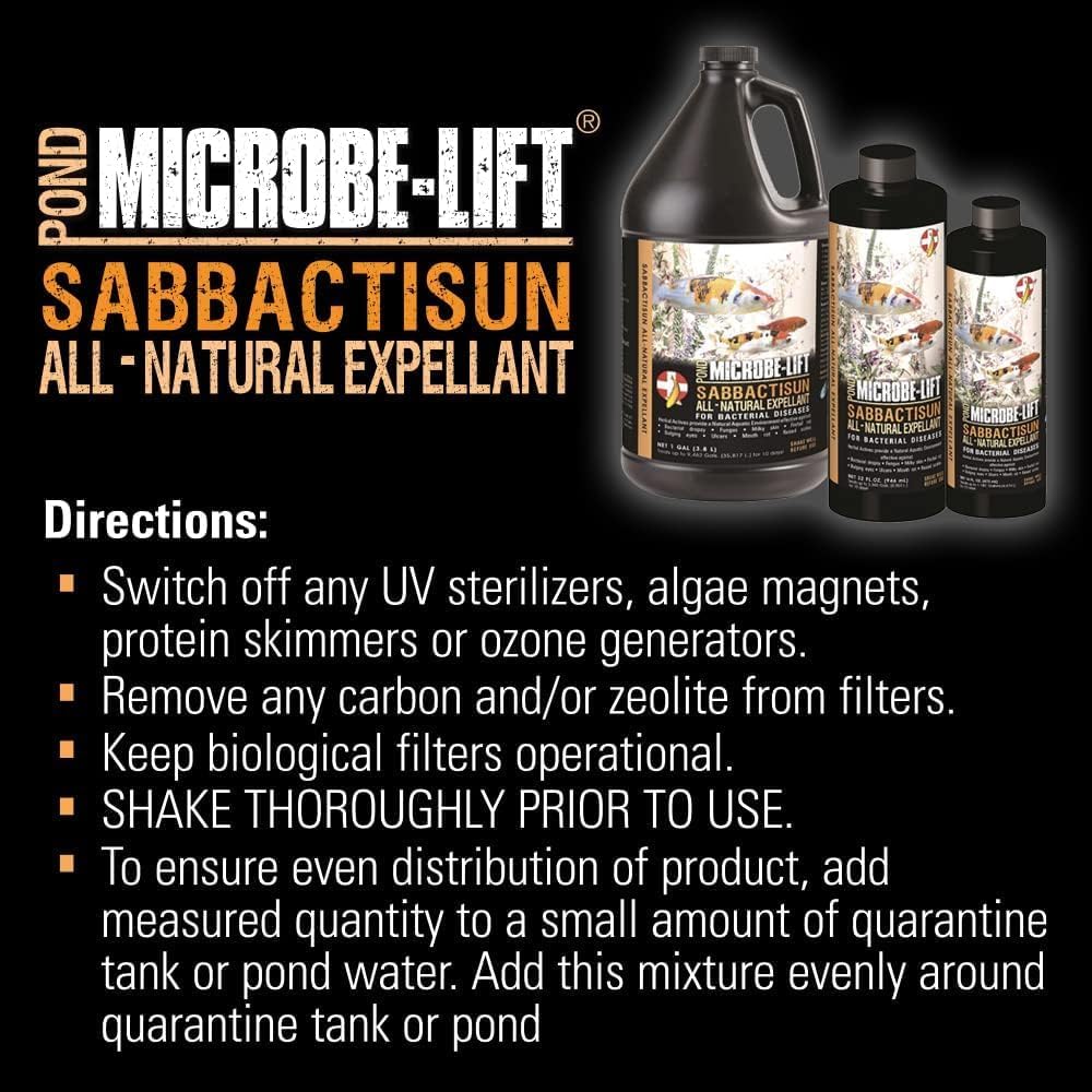 MICROBE-LIFT Sabbactisun Disease Treatment for Ponds and Outdoor Water Gardens, Disease Expellant for Pond Fish, 32 Fl Oz