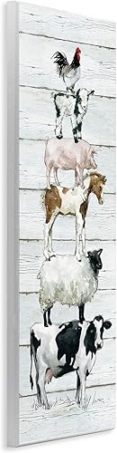 Miniatura 3 de Stupell Industries Country Farm Animal Stack - Placa de pared diseñada por Carol Robinson, diseño de vaca, oveja, cerdo, 7 x 17 pulgadas, multicolor