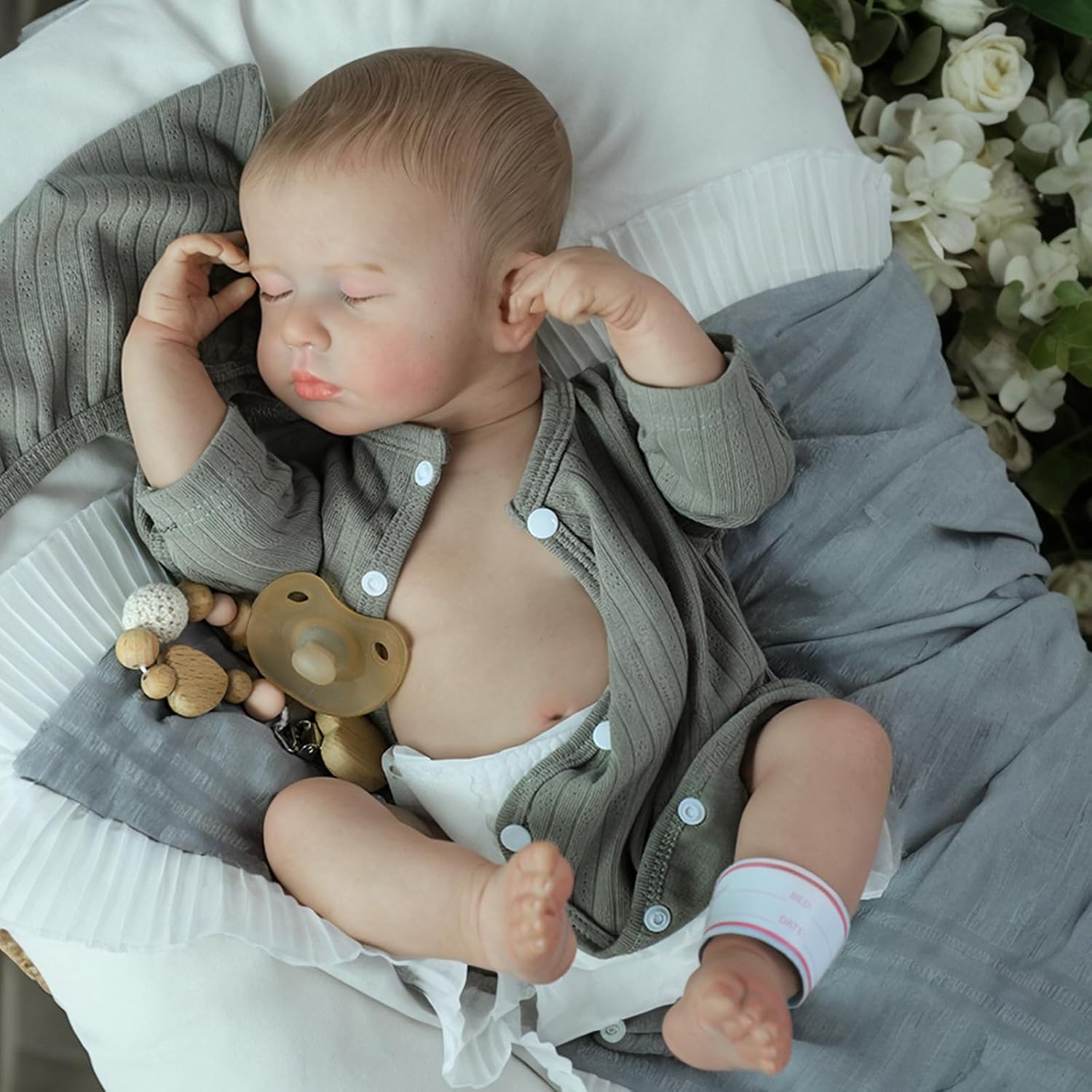 SCOM 20-Inch Realistic Reborn Baby Girl Doll, Soft Full Vinyl Body, Bathable & Poseable, Weighted Feel, Hand-Painted Details with Gift Box & Accessories, Ages 3+