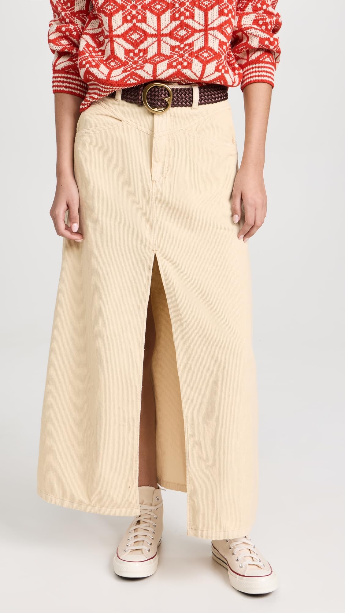 Free People Women's Come As You are Cord Skirt, Beechwood, Yellow, 8