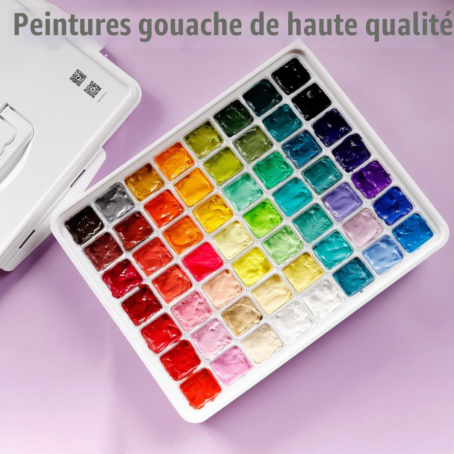 HIMI de peinture gouache 56 couleurs x 30 ml avec étui de transport portable, design unique en forme de tasse gelée, non toxique – pour les débutants, les étudiants, les artistes