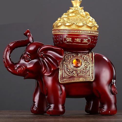 QQXX Estatua de elefante Feng Shui de buena suerte, decoración de elefante de la suerte, adornos de elefante para decoración de escritorio del