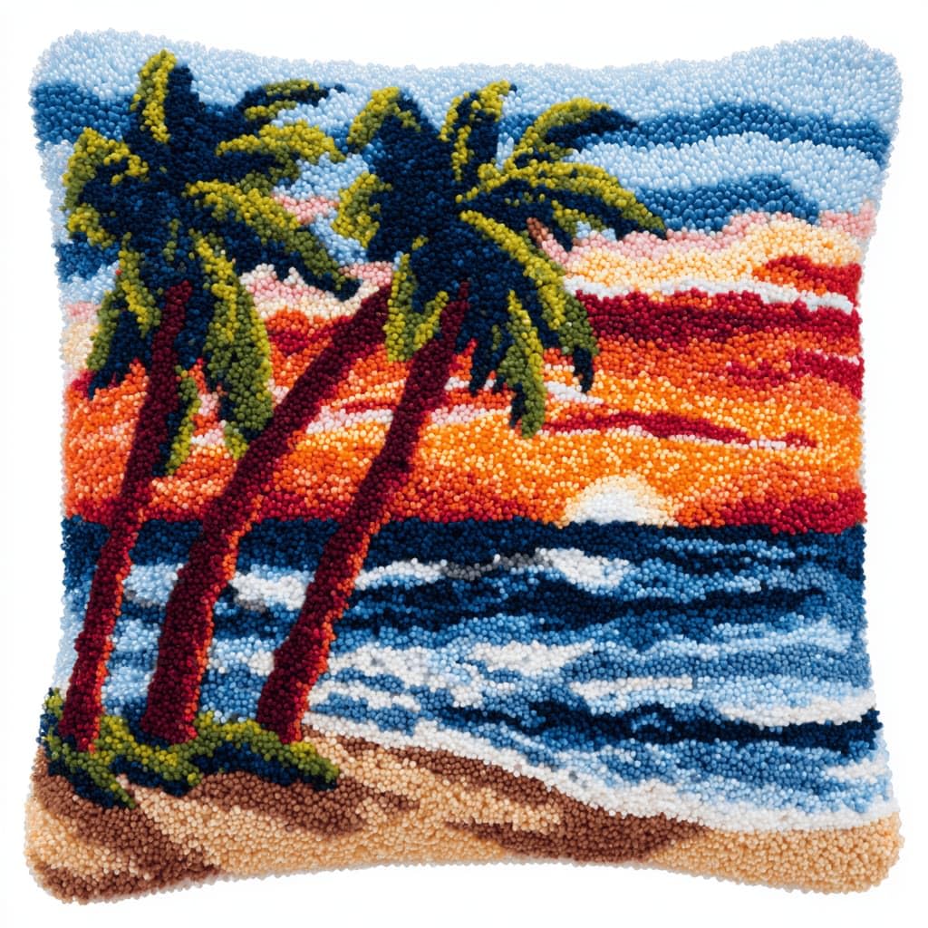 Kitquiver Latch Hook Rug Kits for Adults Beach Coconut Trees