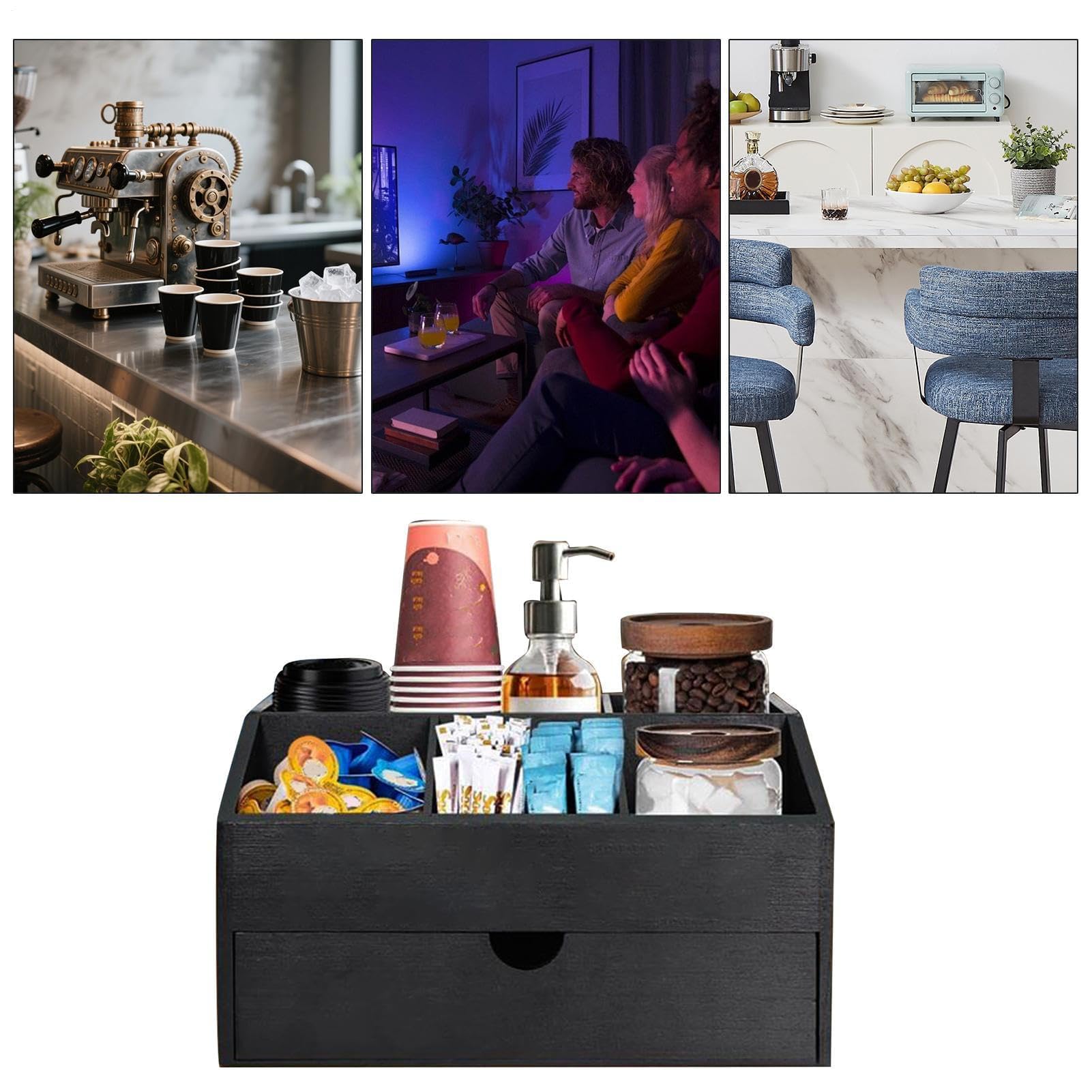 Coffee Stat nizer Holz-Sto 31 x 20 x 17 cm Tee & Nizer mit Der Tischdisplay für Esszimmer & Relaxat-Bereich, Kaffee-Zubehör