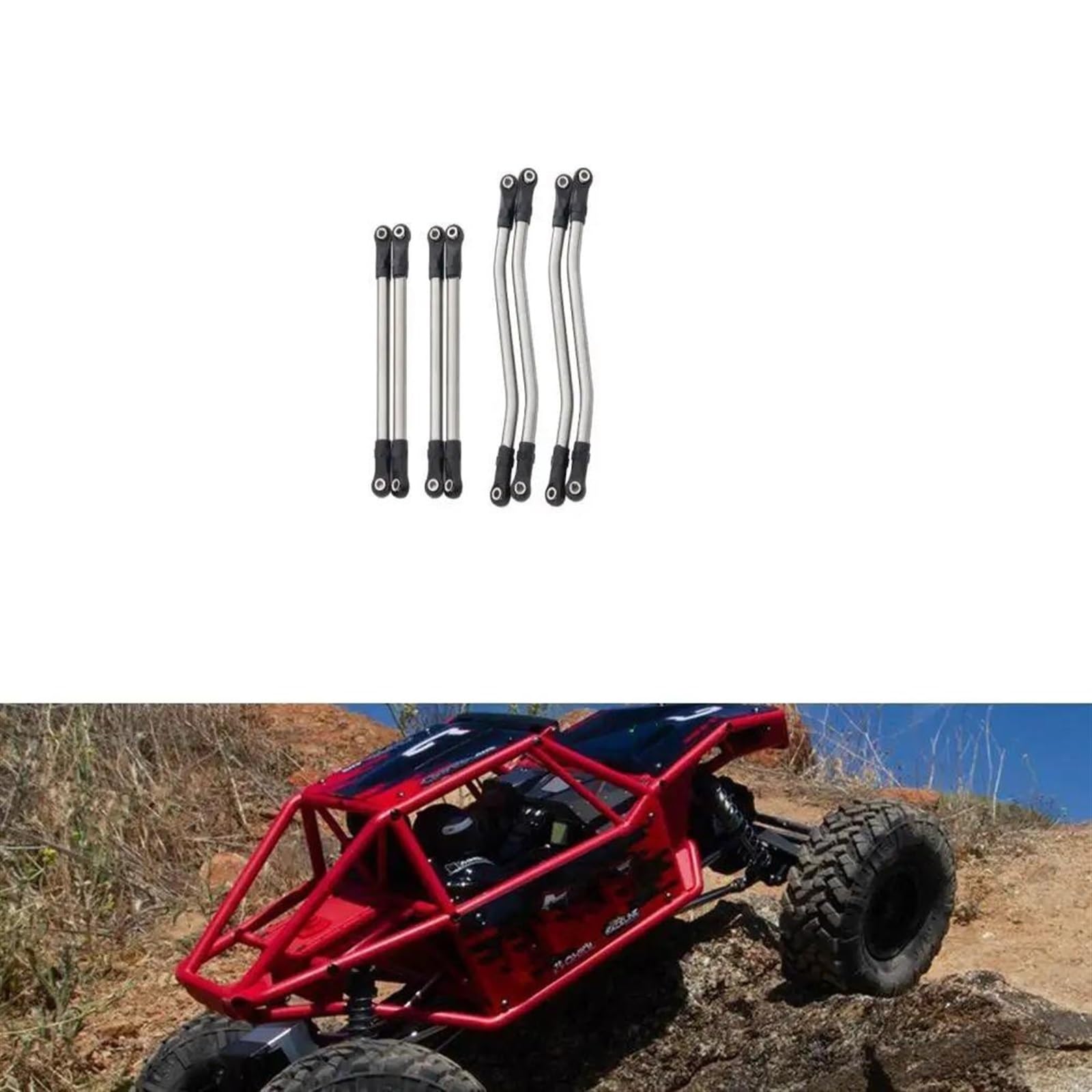 Varilla de Tracción para Axial para Capra 1/10 RC Juego De Varillas Enlace Dirección con Distancia Entre Ejes Aleación Aluminio
