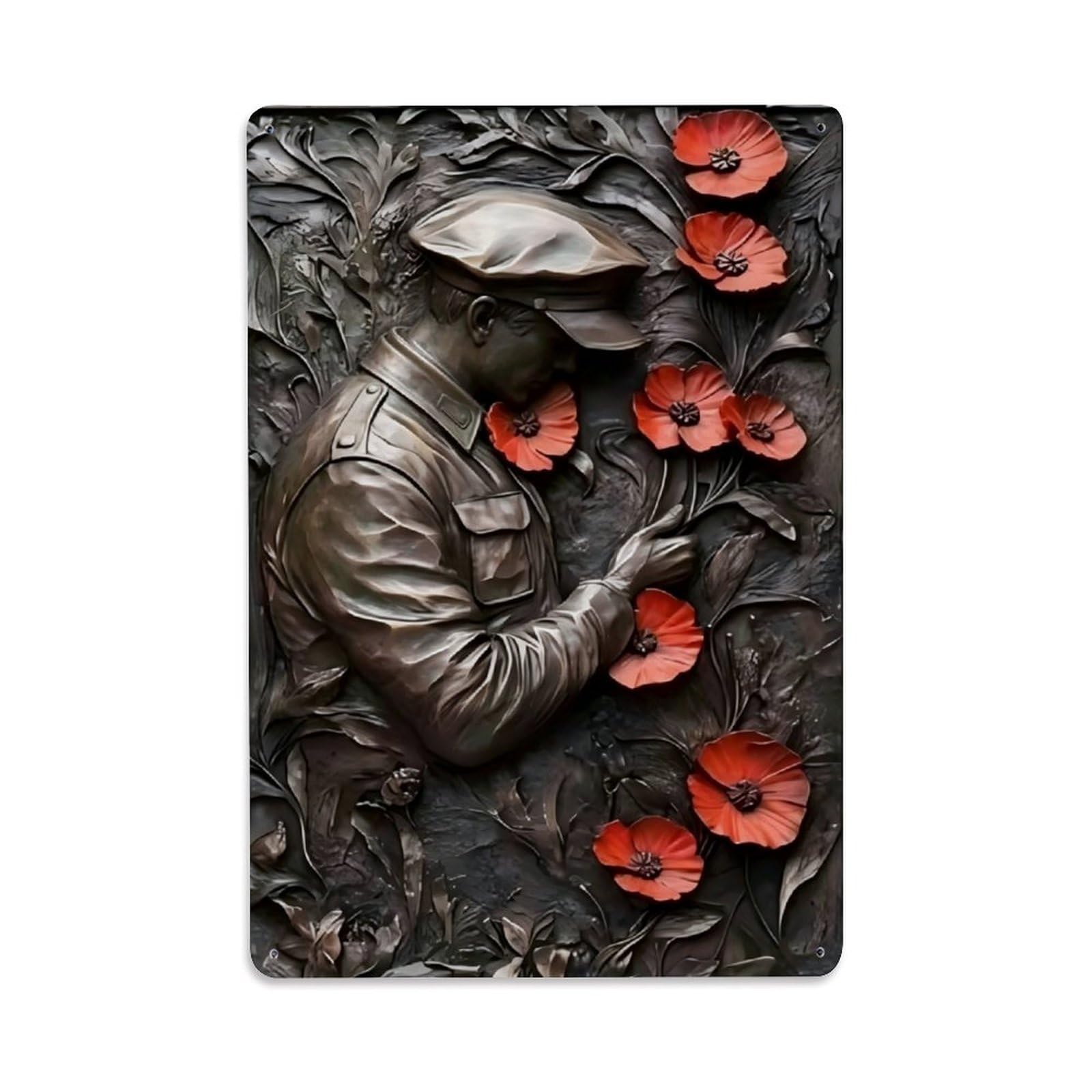 Veteran Soldier Remembrance Art Sign Vintage Aluminium Metal Sign, Retro Wall Decor for Home, Bar, Garage & Farmhouse 30x20cm