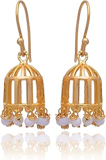 Veracity Jewelry 18K Yellow Gold Plated Hollow Big Birdcage Handmade Earrings For Women - Delicate 18K Yellow Gold Filled Bird Cages Designer Handmade Gift Earrings for Girls - VE-489
