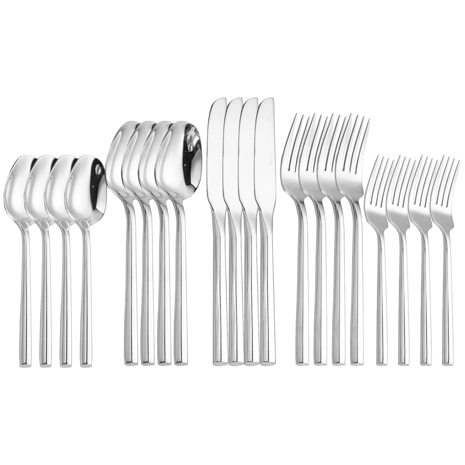 Besteck Set 20-teilig aus Edelstahl – Hochglanz Poliert, Ergonomischer Griff – Für 4 Personen, Spülmaschinenfest