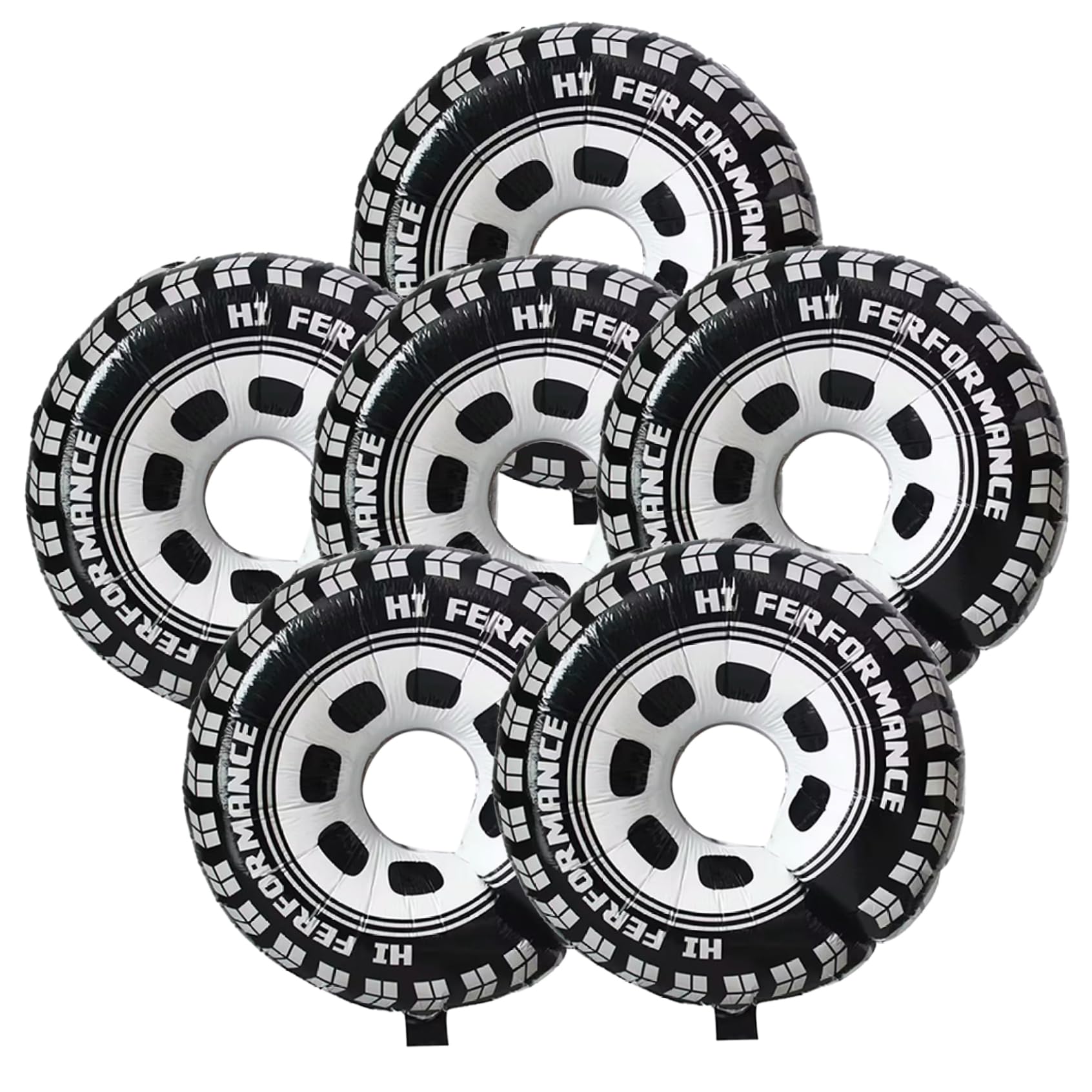 Wedhapy Balloon Wheels Wheel Balloons 6Pcs 26.8x29.5in Round Aluminium Foil Decorative Tire Balloons Birthday Party Race Car Party Decorations, Large Wheels