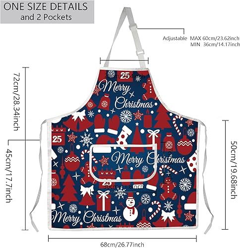 Miniatura 9 de Delantales de Navidad para mujeres y hombres, delantal de cocina de Navidad con bolsillos, regalos de Feliz Navidad, delantal de chef para hornear