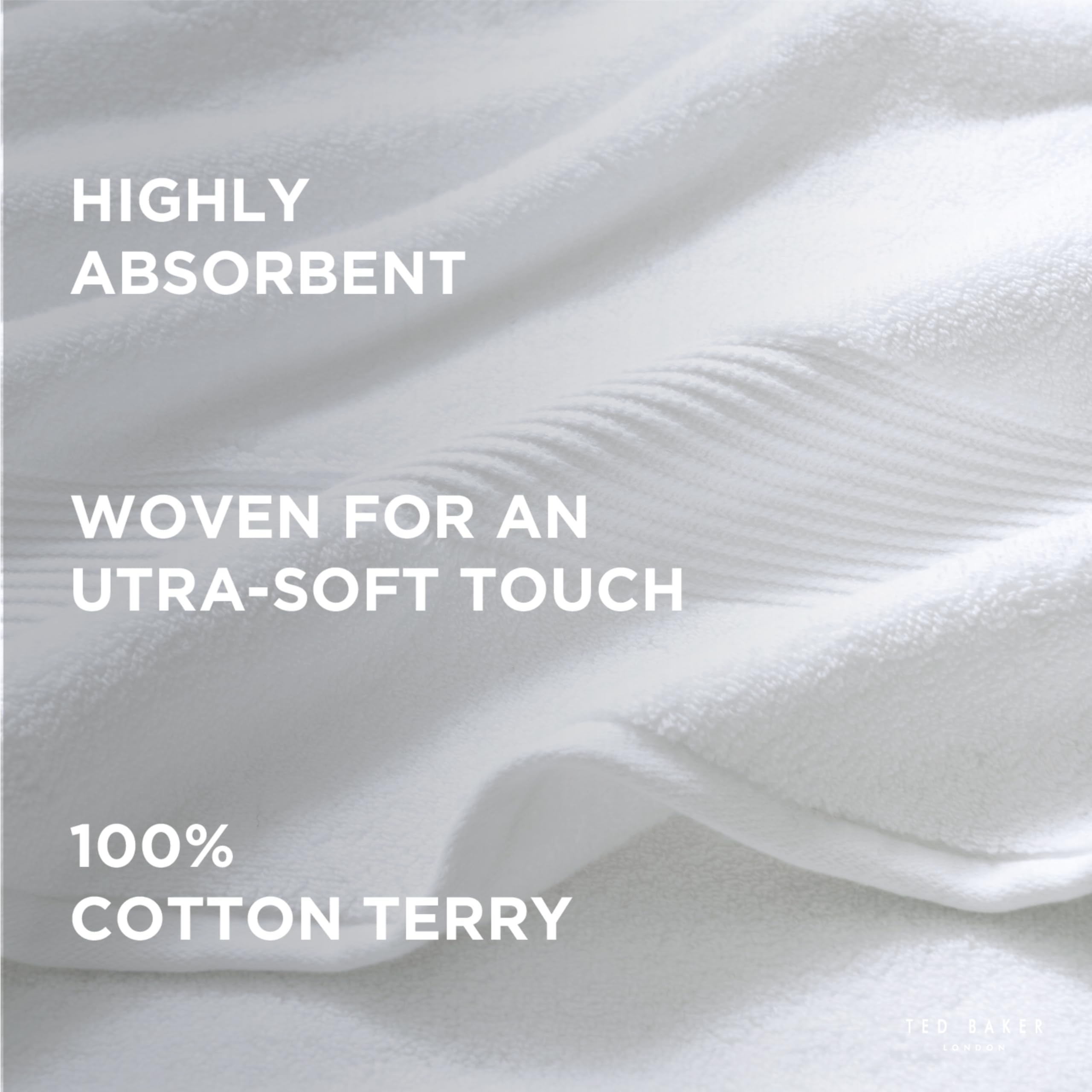 Ted Baker 4-Pack Washcloth Set - 100% Cotton - Soft, Highly Absorbent - 13" x 13", White