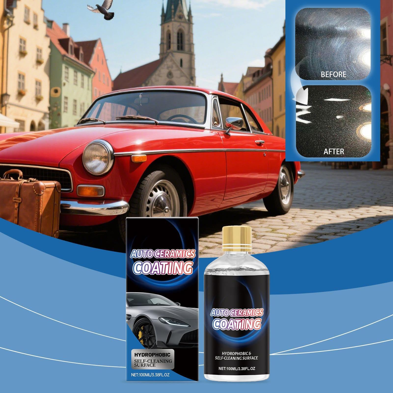 Keramikbeschichtung Für Autos anhaltend, wasserfest, glanzverstärkend | Autowachs-Keramikversiegelung Für Autobesitzer Auto-Enthusiasten Aufbereitungsprofis Fahrzeugflotten LKW Wohnmobile SUV Limo