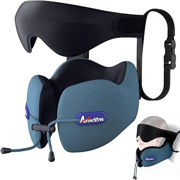 Neck Pillow for Traveling, Travel Pillow for Airplanes with Ergonomic 360  Head Neck Support, Combo with 3D Eye Mask, No Head Bobbing Travel Essentials for Plane,Car,Train,Home-Teal