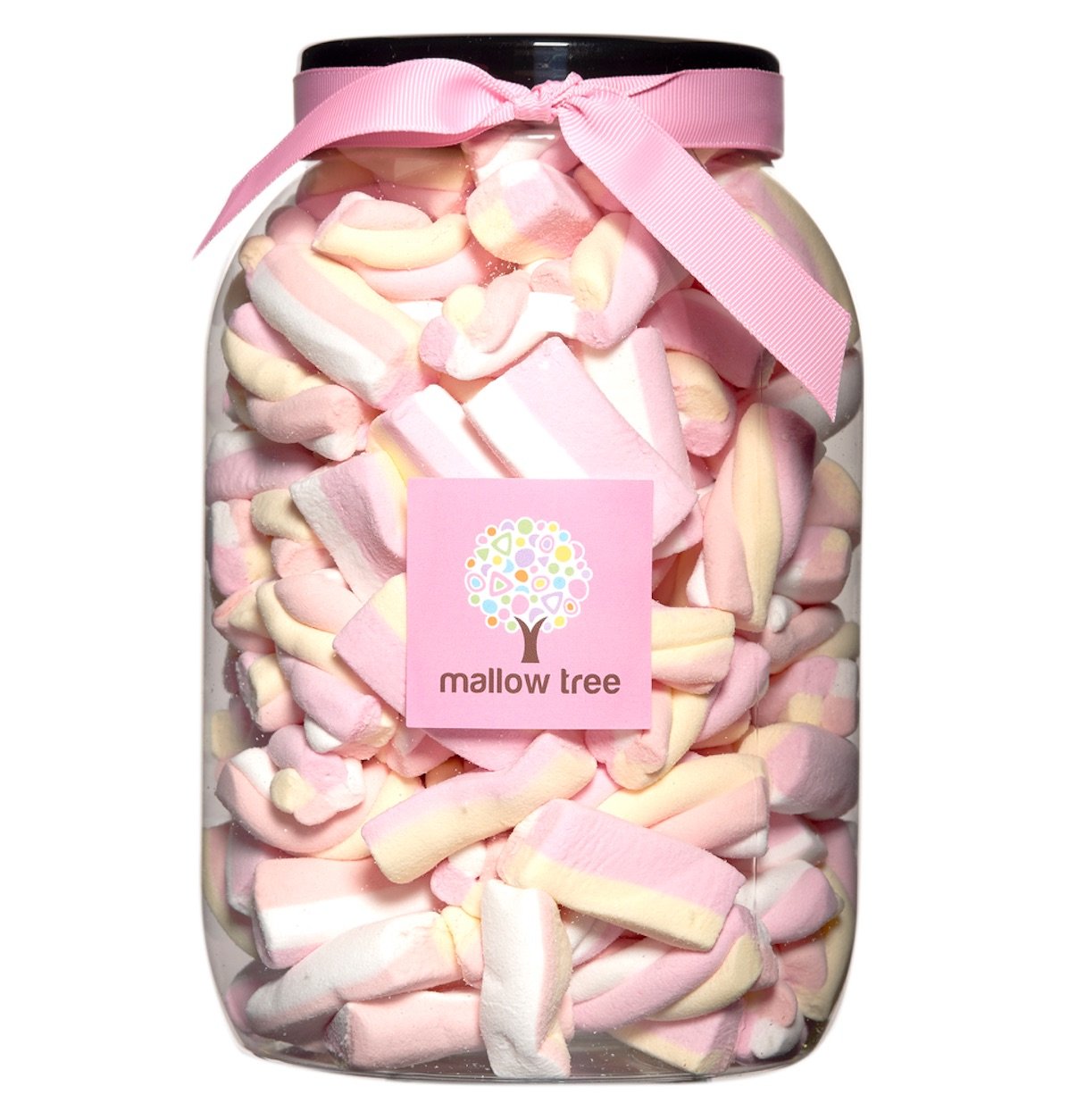 Mallow Tree Vanilla Twist Marshmallow Mix in a Ribbon Gift Jar 550 g, Luxury Gift Selections, Sweet Shop Sweets