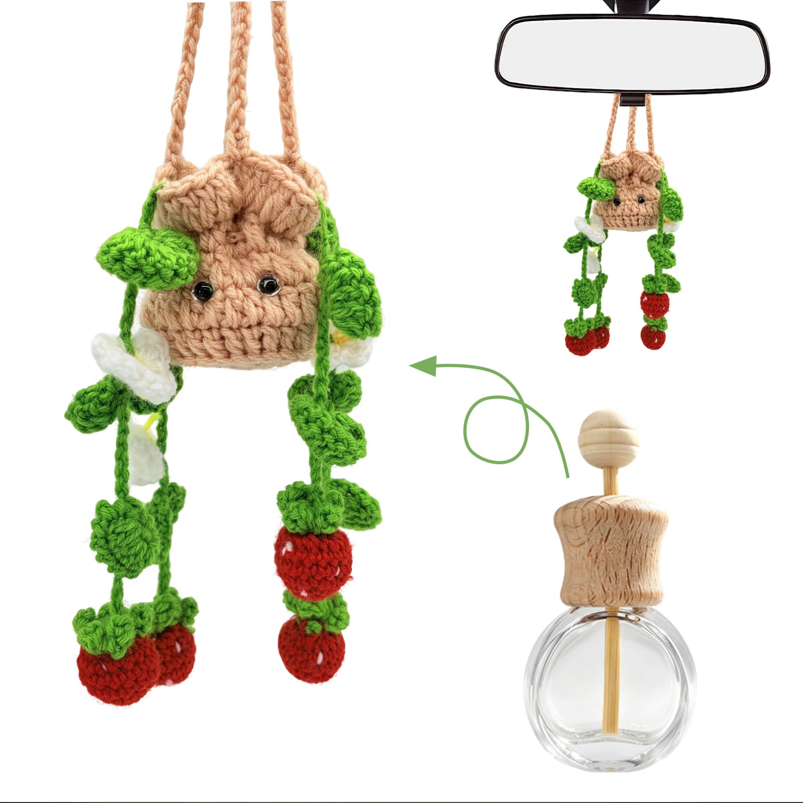 Handmade Crochet Strawberry Ornament Diffuser Bottle