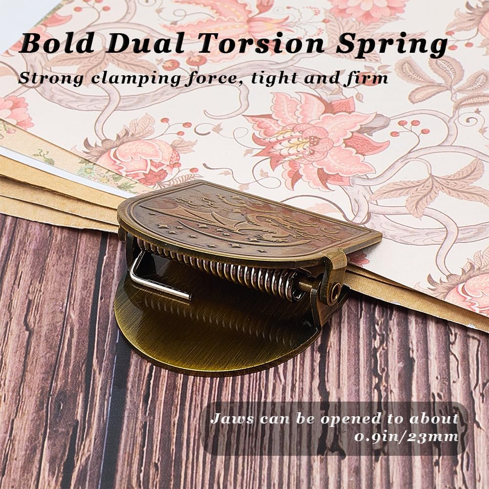 CRASPIRE Vintage Metal Book Clip Dragon Journal Cilps Metal Antique Bronze Decorative Page Binder Clamp Retro File Holder Bookmark for Notebook TN Travelers Art Journaling Reading Decoration Accessory image 5
