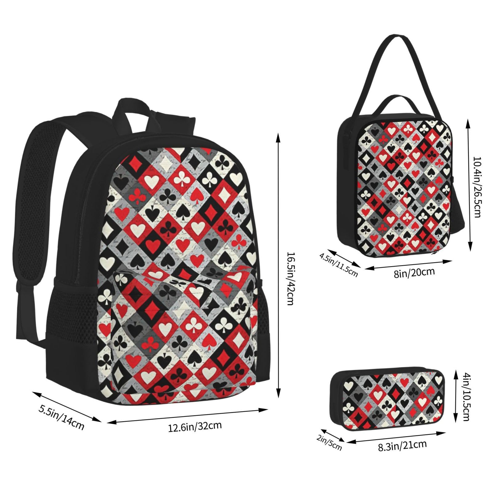 Zaino, borsa portapranzo, astuccio, set da 3 pezzi, per lavoro e