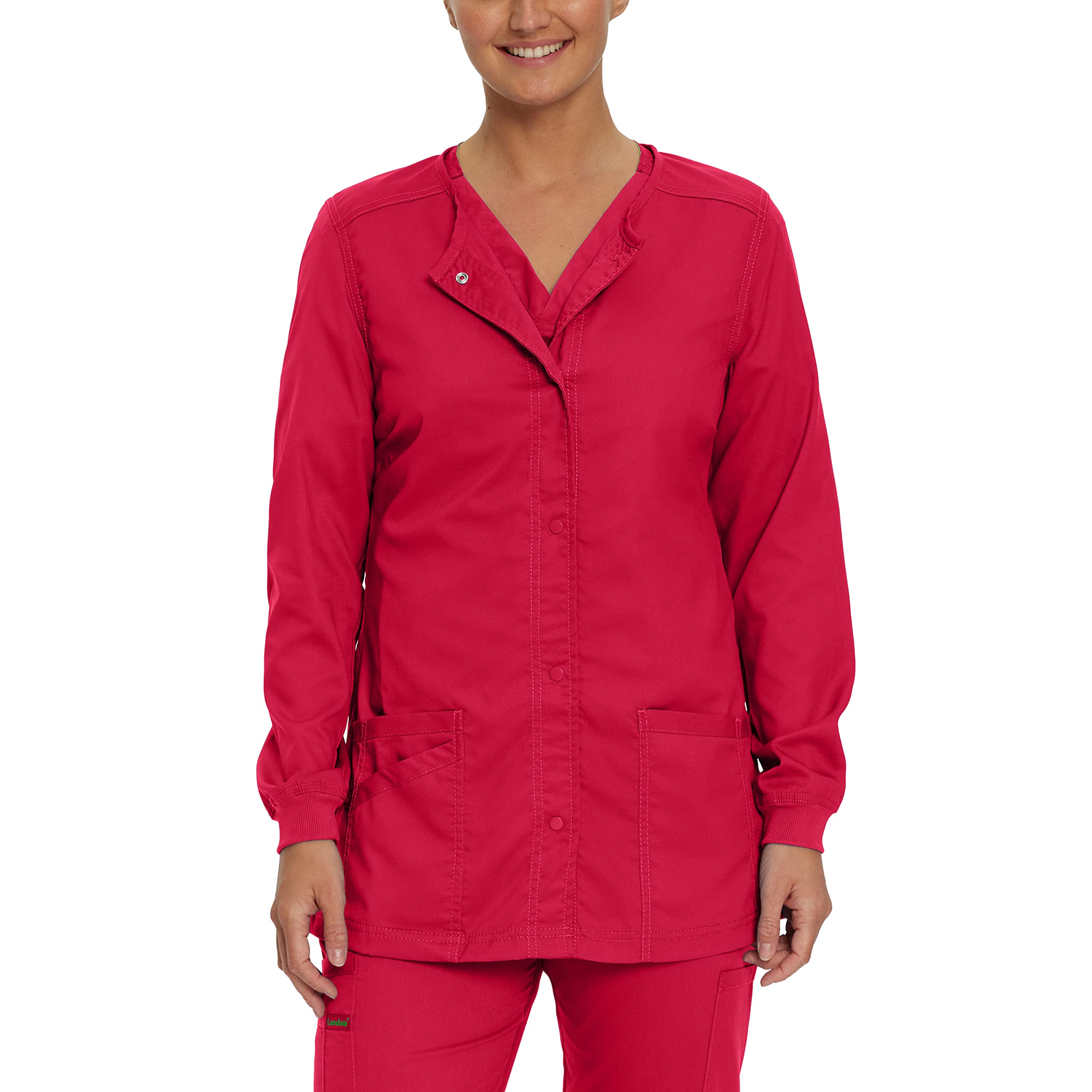 Landau Proflex Tailored Fit 3-Pocket Snap-Front Scrub Jacket for Women 3038