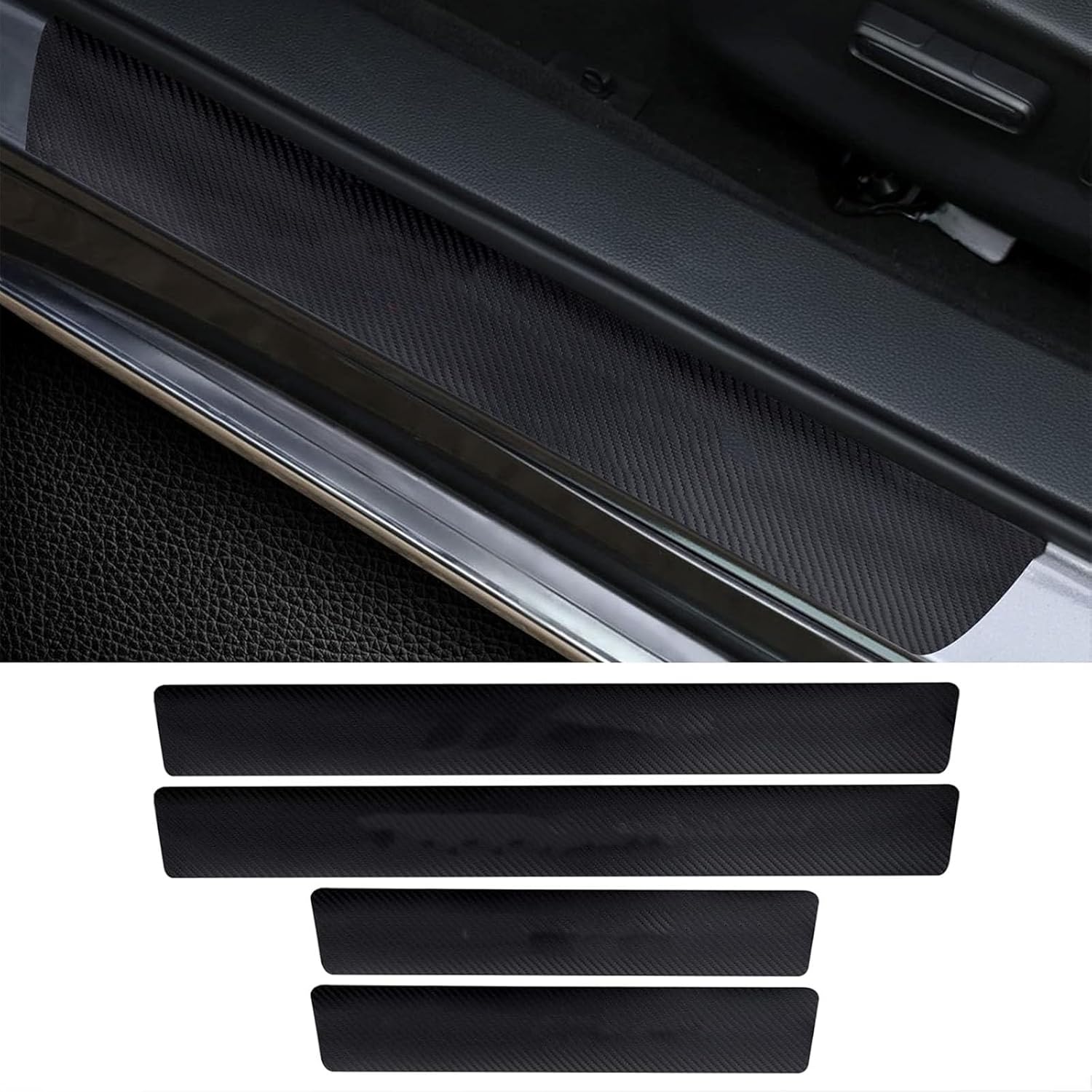 YUEXIANGJING 4 Piezas Pegatina Fibra Umbral Puerta Coche para Cupra Tavascan 2023, Protector de Umbral de Puerta de Coche Coche Pegatinas Umbral Carbono