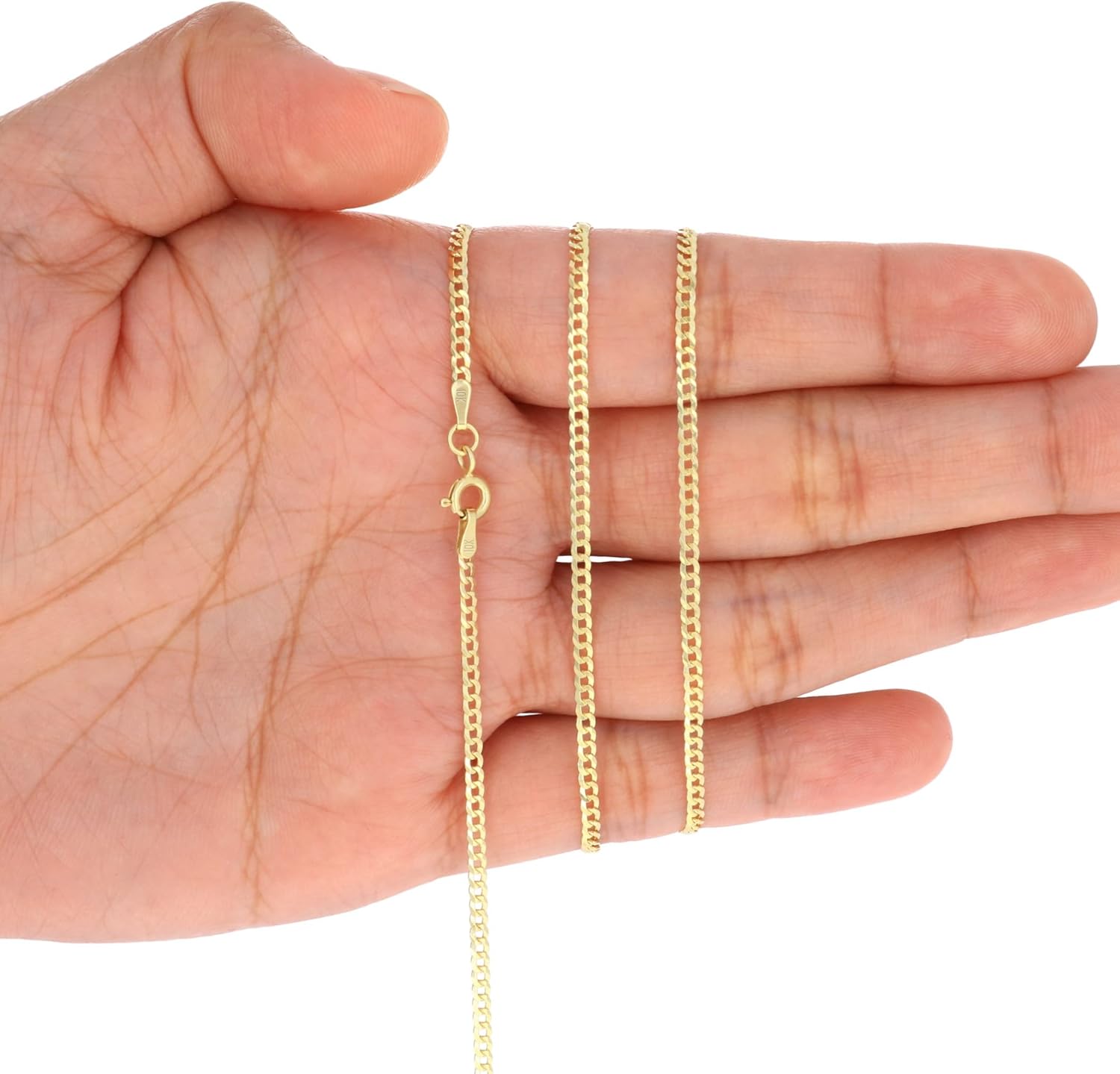 Nuragold 10K Real Yellow Gold Solid Cuban Curb Link Chain Necklace 16"-30" (1.5mm-12mm) Italian Jewelry for Men & Women