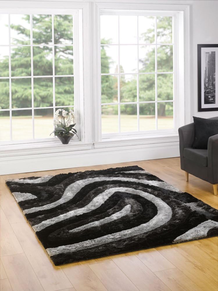 Large Heavywear Shaggy Premium Quality Heavy Thick Black Silver Grey Hand Carved