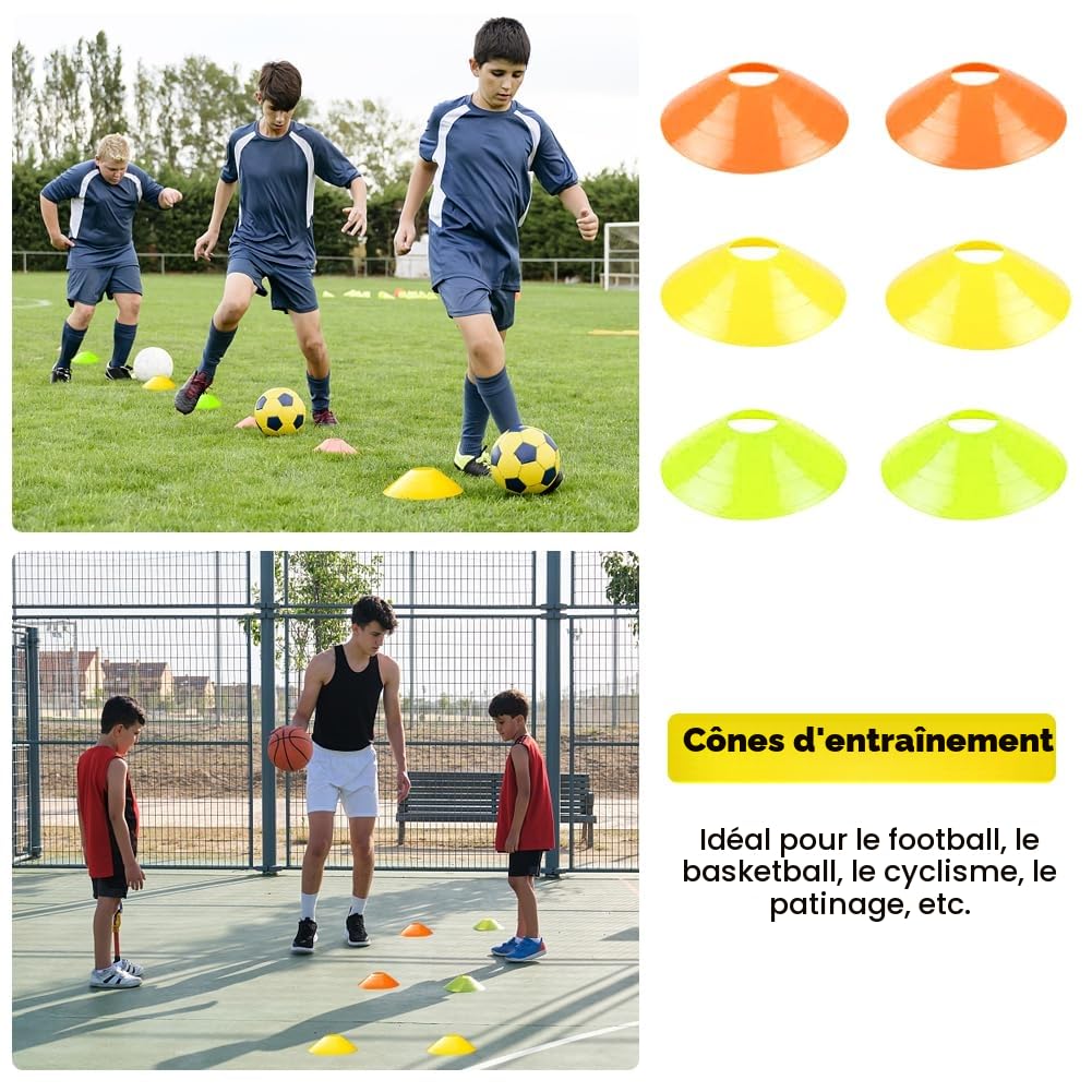 Kit D'entraînement à l'agilité pour Le Football Comprenant Un Appareil D'entraînement au tir, Un Échelle D'agilité, Un Parachute de Résistance, 6 Cônes et Une Corde à Sauter