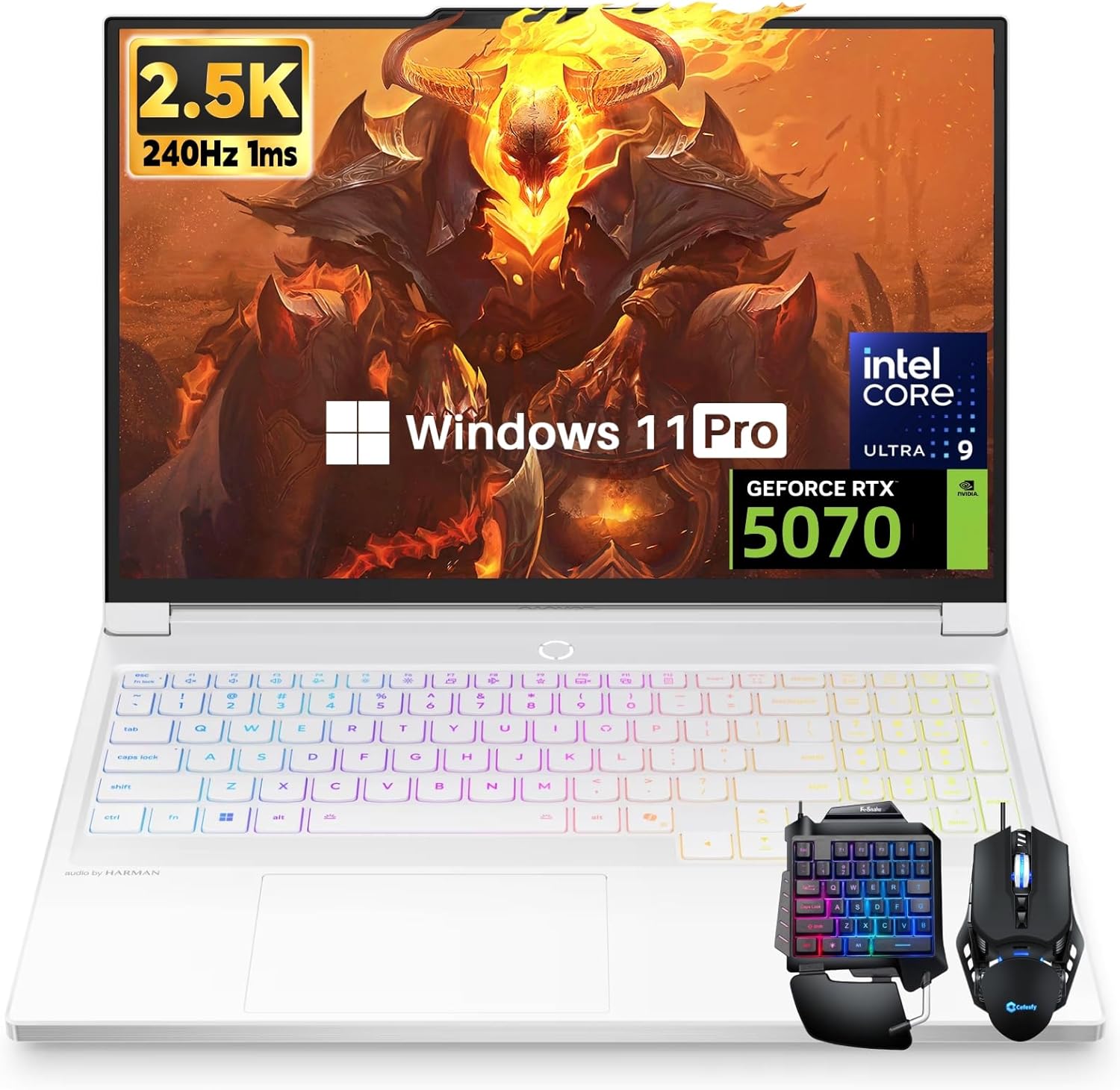 Lenovo Legion 7i Gaming Laptop, 16″ 2.5K 2560×1600 240Hz/1ms OLED, NVIDIA RTX 5070, Intel Ultra 9 275HX (Up to 5.4GHz), 64 GB DDR5 5600MT/s, 2 TB SSD, Wi-Fi 7, BT 5.4, Windows 11 Pro, Glacier White