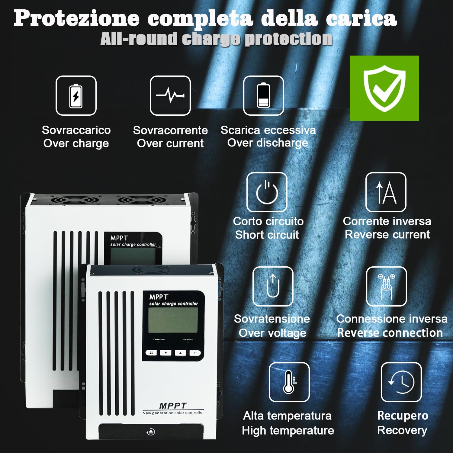 96V 45A Caricatore solare MPPT PV 4500W DC180V | Compatibile 48V/60V/72V/96V – con Riattivazione Batteria al Litio – per Sistemi Solari
