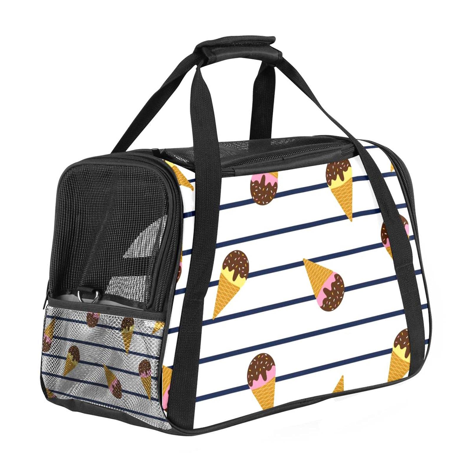 Bolsa de viaje portátil para gato con estampado de helados para ir en avión