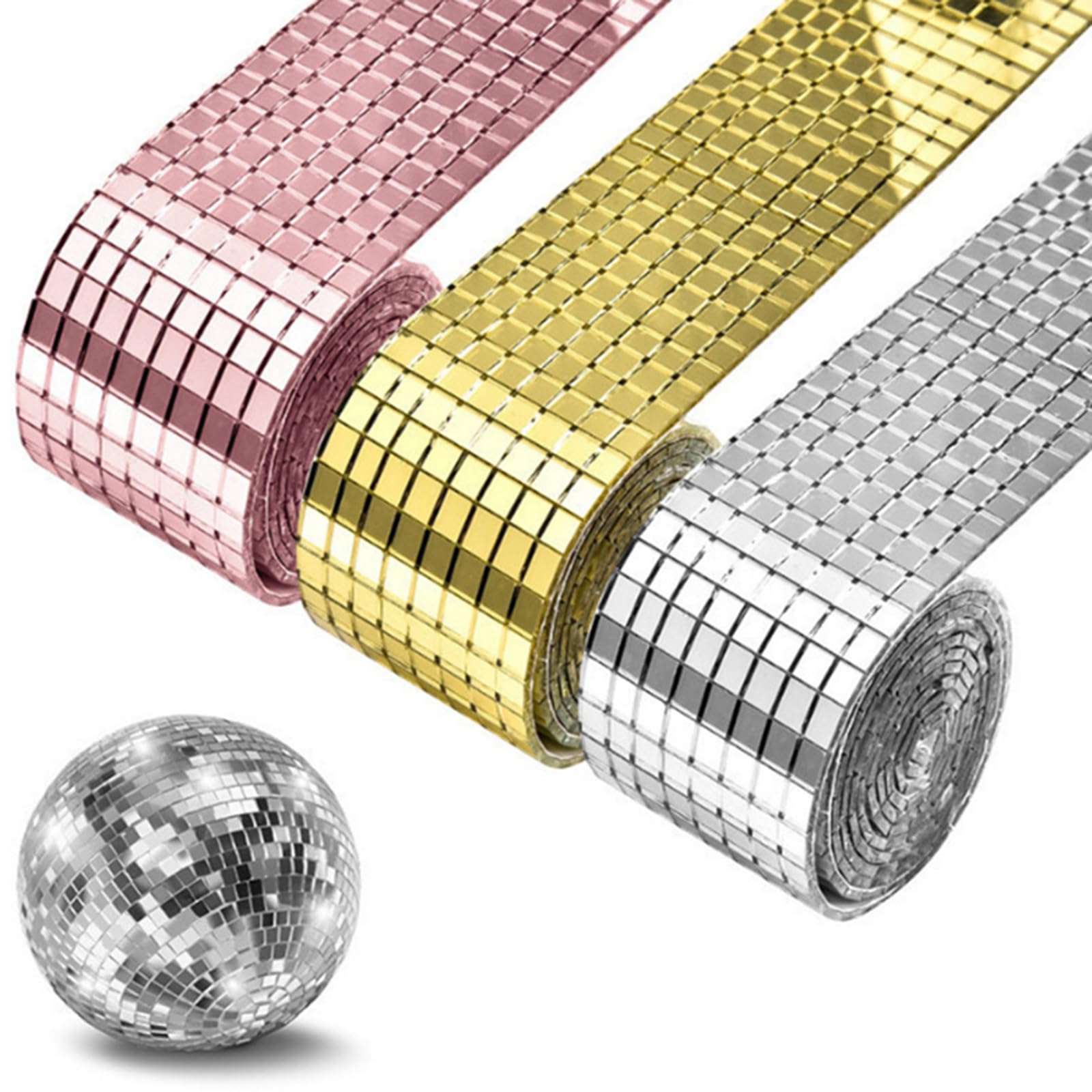 4 rotoli di piastrelle a specchio autoadesive per mosaico quadrato, 6400 pezzi, 5 x 5 mm, per decorazioni fai da te