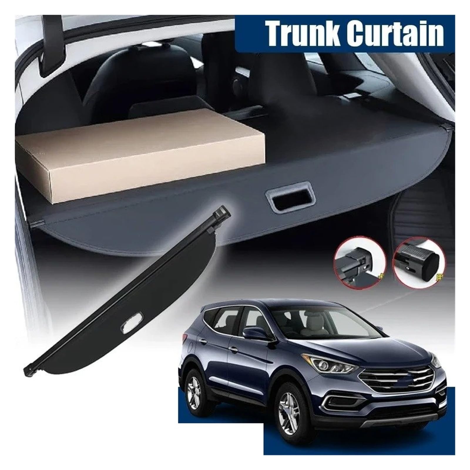 Cargo Cover Zubehör DM SWB Auto Trunk Cargo Abdeckung Gepäck Vorhang Teile Für Hyundai Für Santa Für Fe Sport 2013~2018 2014 2015 2017 Kofferraumdeckel