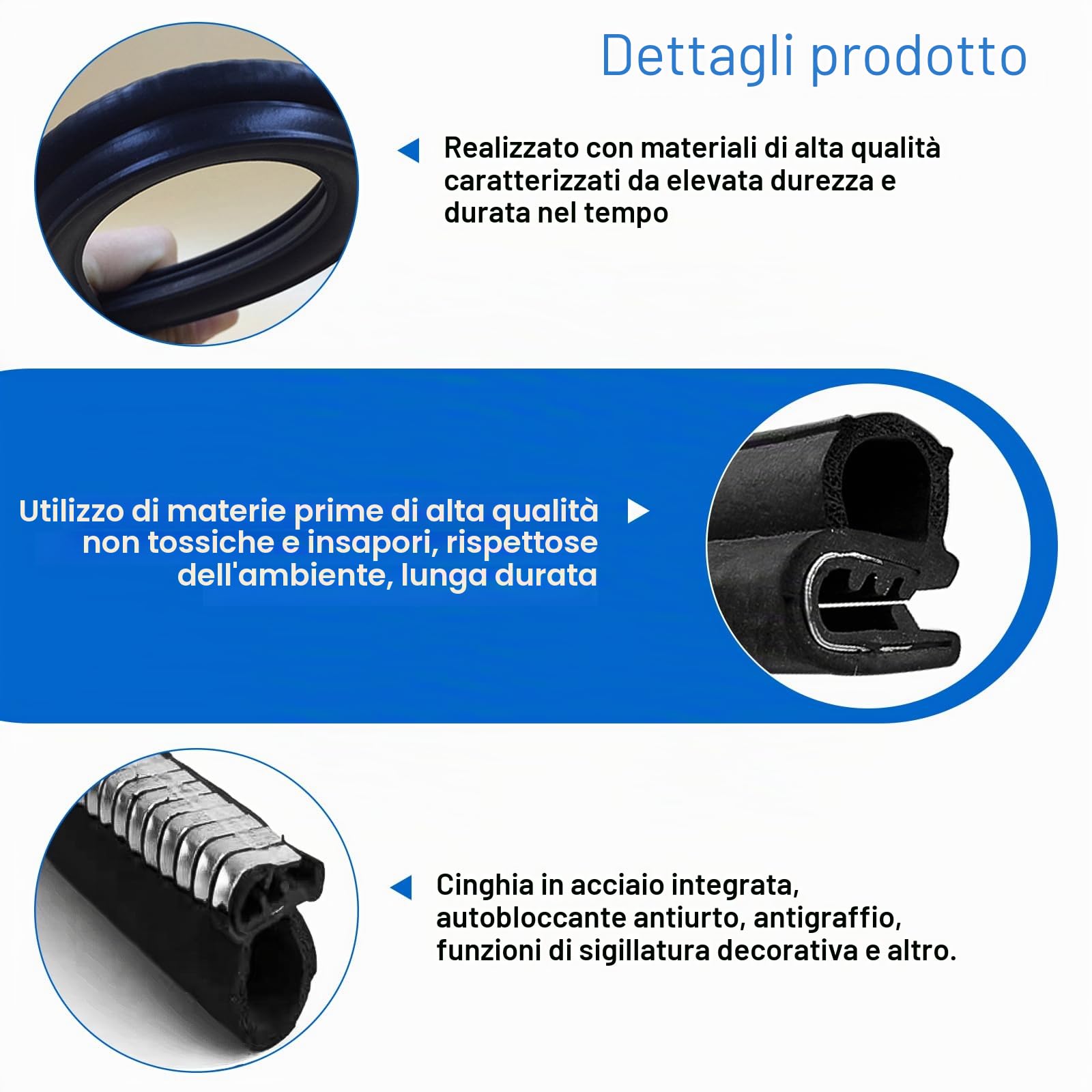 6M Guarnizione Portiera Auto, Paracolpi Portiere Auto Guarnizione Nero, Guarnizioni in Gomma, Protezione Portiere Auto Striscia, per Auto, Barche, Camper, Camion e Applicazioni Domestiche