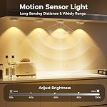 LED Motion Sensor Puck Lights, Small Rechargeable Under Cabinet Light, Dimmable Daylight White Closet Lights, Wireless Under Cabinet Lighting for Drawer, Kitchen (4 Pack)