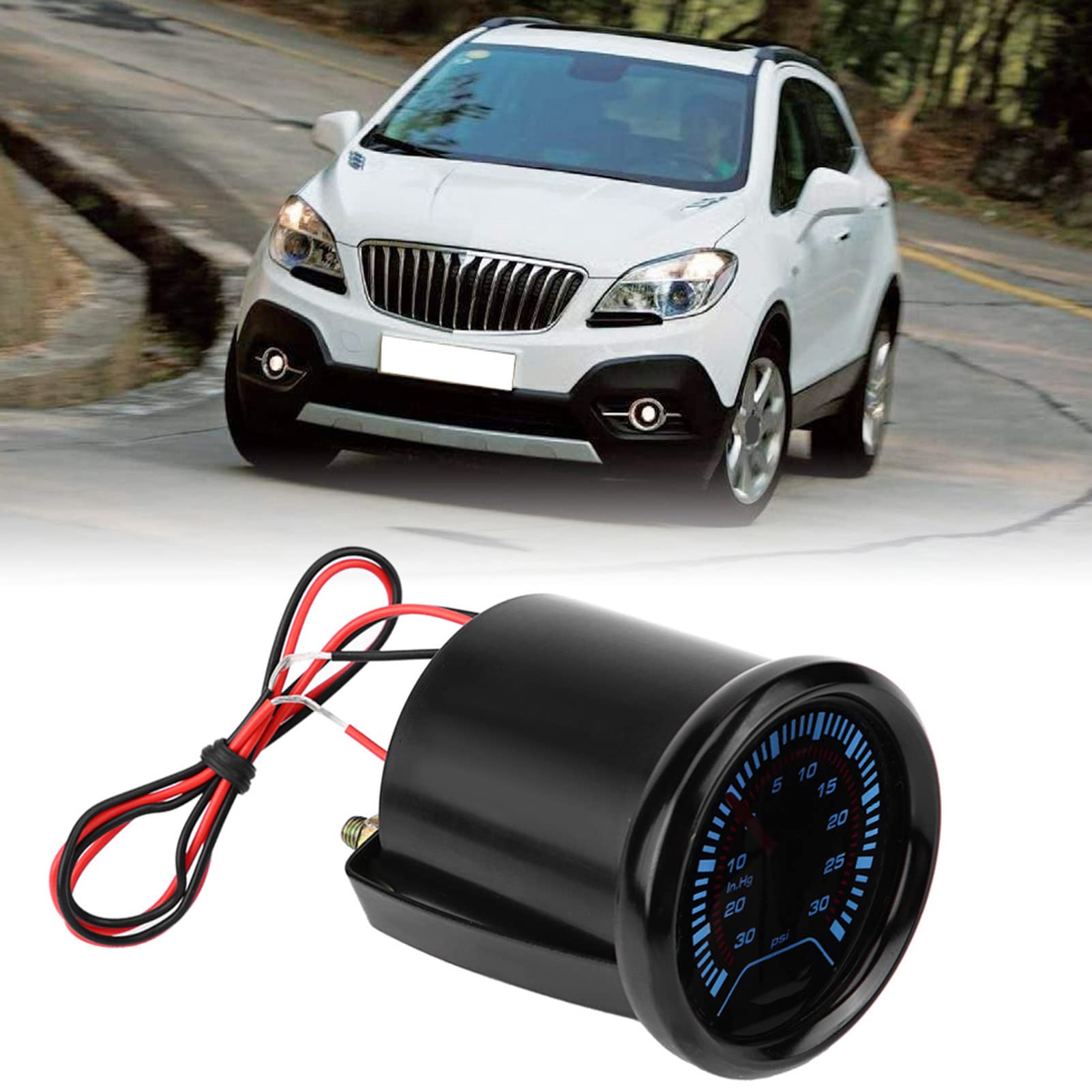 Turbo Boost Gauge ,Universal Car Smoke Dial Face Turbo Boost Manómetro turboalimentado con aleación de aluminio para Auto Car 52mm ,Medidor automático