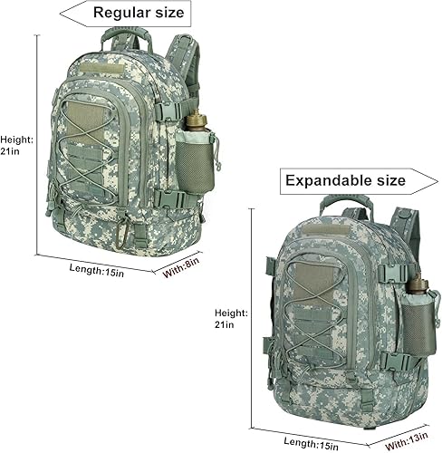 Miniatura 9 de Mochila táctica militar expandible 40-64L Bolsa de 3 días Senderismo Gimnasio Deporte Camping, Negro -